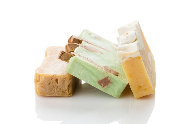 istock Bars of natural organic soap isolated on white 909758730