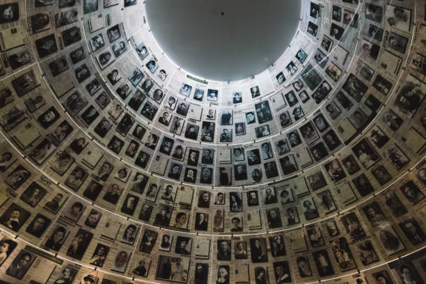 The Hall of Names in the Yad Vashem Holocaust Memorial Site in Jerusalem, Israel, remembering some of the 6 million Jews murdered during World War II stock photo