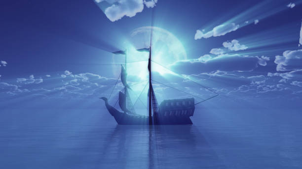 istock old ship in sea full moon 909765384