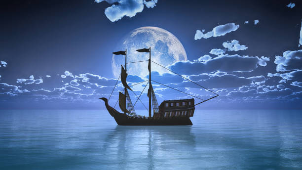 istock old ship in sea full moon 909765410