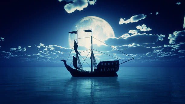 istock old ship in sea full moon 909765414