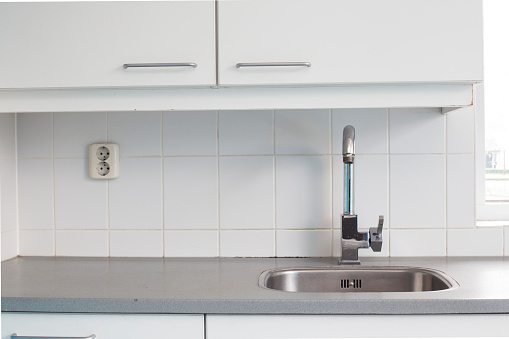 Old school kitchen with silver fosil