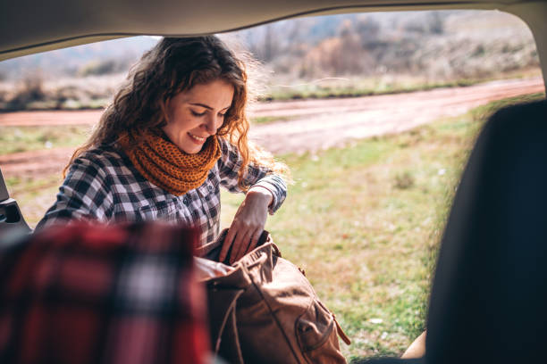 istock Young woman on the road trip 909771920