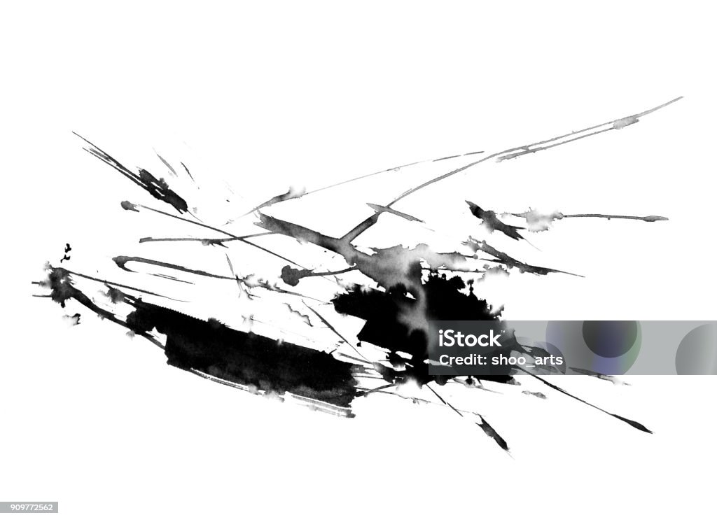 Abstract ink painting, artistic black pattern Abstract ink painting, artistic black pattern isolated Abstract stock illustration