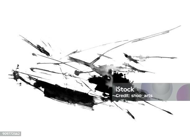 Abstract Ink Painting Artistic Black Pattern Stock Illustration - Download Image Now - Abstract, Abstract Backgrounds, Arranging