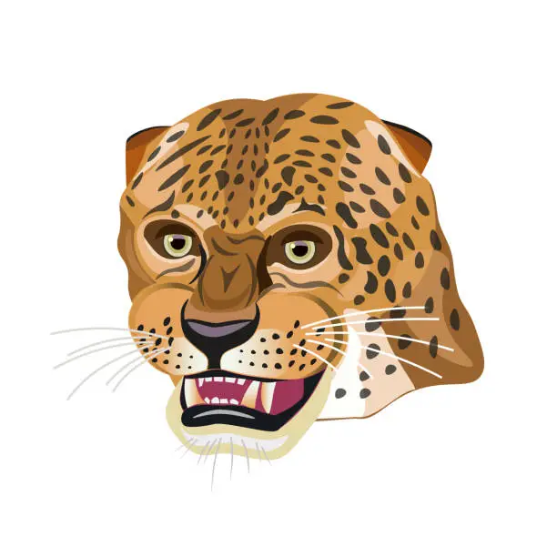 Vector illustration of Portrait of a grinning leopard