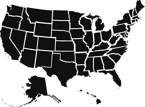 50 отдельных государств - washington state state map outline stock illustrations