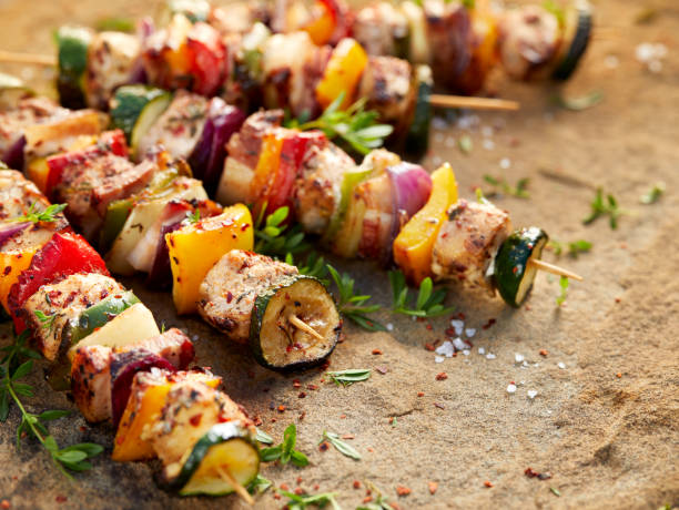istock Grilled meat and vegetable skewers 909775290
