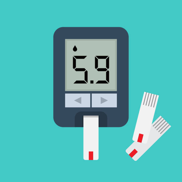 измеритель глюкозы в крови. показания сахара в крови. - readings stock illustrations