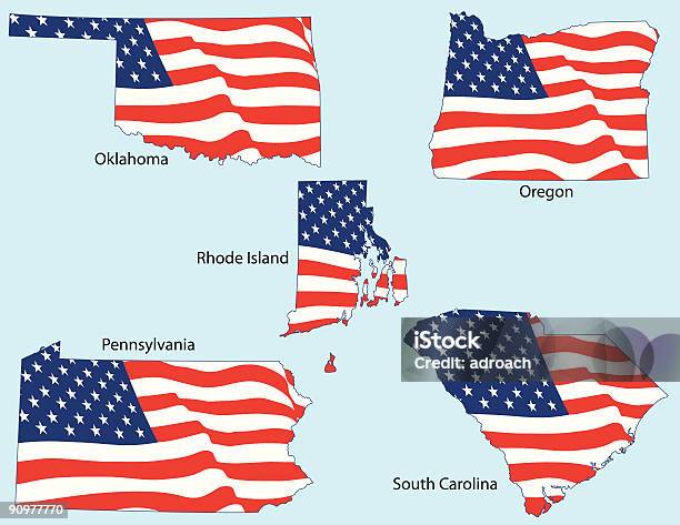Pięć Członkowskich Z Flagi - Stockowe grafiki wektorowe i więcej obrazów 4-go lipca - 4-go lipca, Stan Pensylwania, Stan Rhode Island