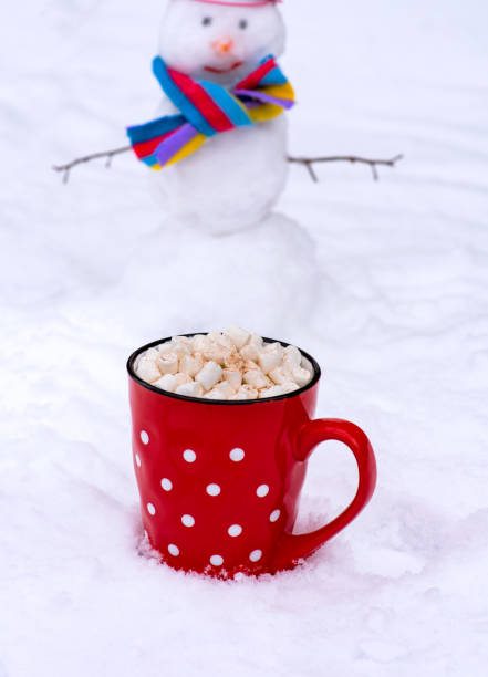istock red ceramic mug with hot chocolate and marshmallow 909778214
