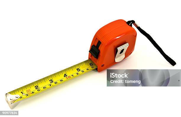 Measuring Tape Isolated On White Background Stock Photo - Download Image Now - Carpentry, Close-up, Color Image