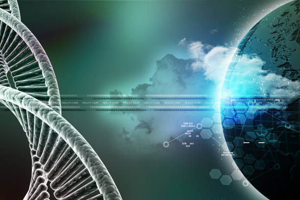 istock model of twisted chrome DNA chain 909781800