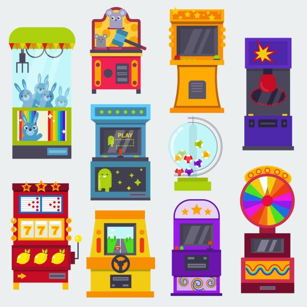 gamesome ギャンブラーやゲーマーの賭けゲーム コンピューター機械図が白い背景の分離のカジノでゲームをギャンブル ゲーム機ベクトル アーケード - arcade点のイラスト素材／クリップアート素材／マンガ素材／アイコン素材