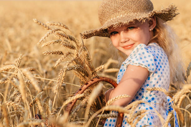 istock Happy child in autumn wheat field 909782214