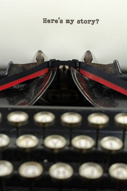istock Close-up antique typewriter with here's my story 909785638