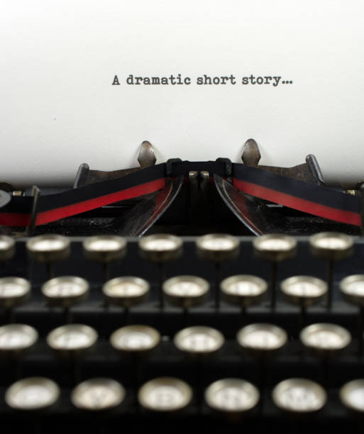 istock Close-up antique typewriter with words dramatic short story 909785906
