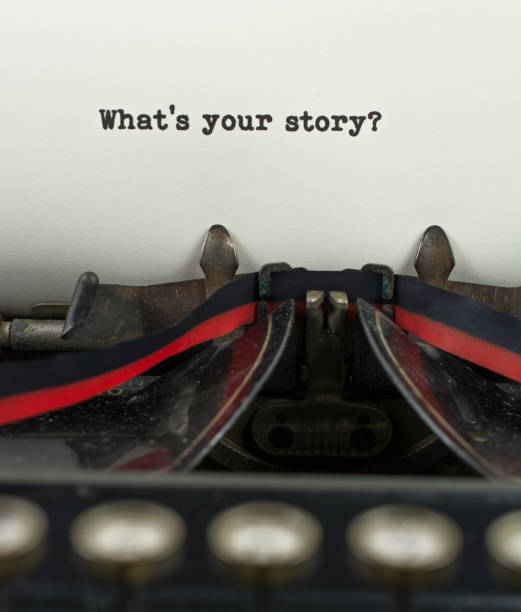 istock Close-up antique typewriter with what's your story 909786048