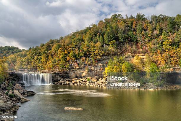 Beautiful Cumberland Falls With A Rocky Forested Landscape Stock Photo - Download Image Now