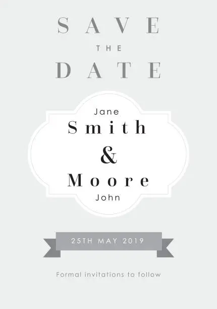 Vector illustration of Save the Date Silver theme