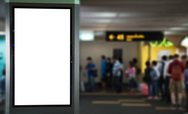 istock Banner signage mock up display in airport mock up 909795034