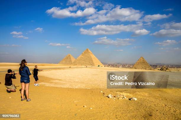 Chinese Tourists In The Pyramids Of Giza Cairo Egypt Stock Photo - Download Image Now