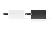 Blank black and white plastic wafer usb card mock up