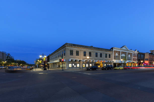 Downtown Iowa City, Iowa. stock photo