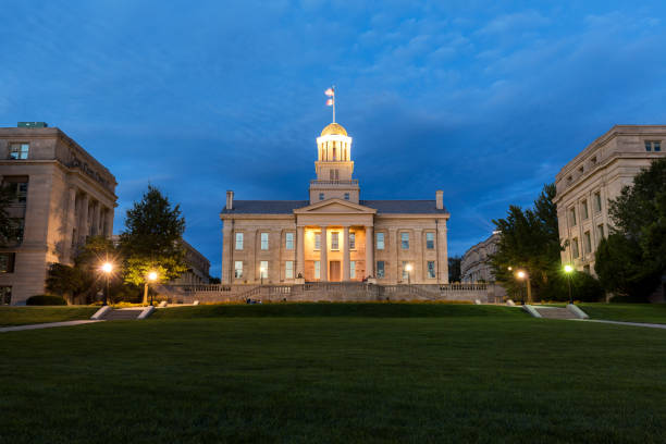 The old state capitol building in Iowa City, Iowa. stock photo