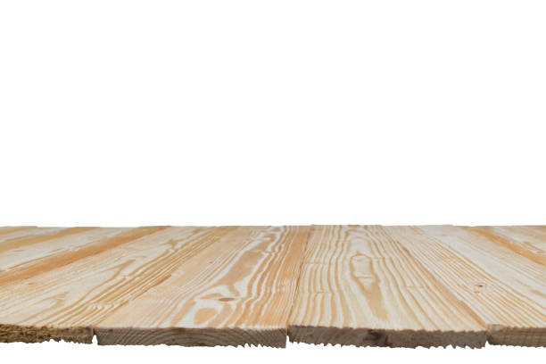 istock Brown wood texture with natural striped pattern for background in perspective view, display backdrop. clipping path. 909806304