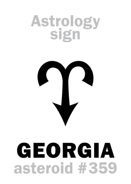 ilustrações de stock, clip art, desenhos animados e ícones de astrology alphabet: georgia, asteroid #359. hieroglyphics character sign (single symbol). - map the future of civilization