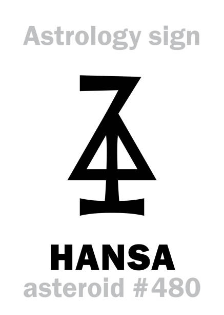 ilustrações de stock, clip art, desenhos animados e ícones de astrology alphabet: hansa, asteroid #480. hieroglyphics character sign (single symbol). - map the future of civilization