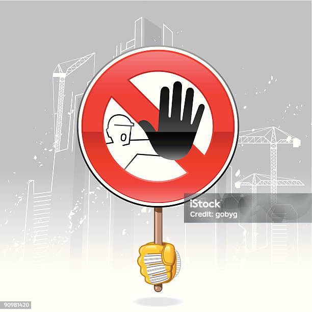 Hand Holding Danger Construction Sign Stock Illustration - Download Image Now - Building - Activity, Built Structure, Color Image