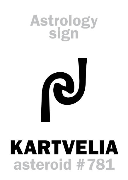 ilustraç ões de stock, clip art, desenhos animados e ícones de astrology alphabet: kartvelia, asteroid #781. hieroglyphics character sign (single symbol). - map the future of civilization