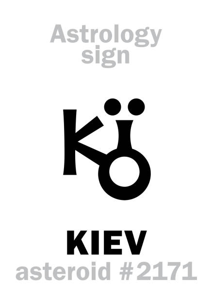 ilustrações de stock, clip art, desenhos animados e ícones de astrology alphabet: kiev, asteroid #2171. hieroglyphics character sign (single symbol). - map the future of civilization