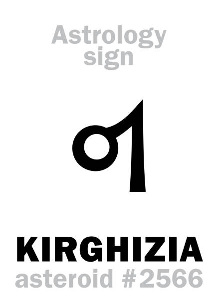 ilustrações de stock, clip art, desenhos animados e ícones de astrology alphabet: kirghizia, asteroid #2566. hieroglyphics character sign (single symbol). - map the future of civilization