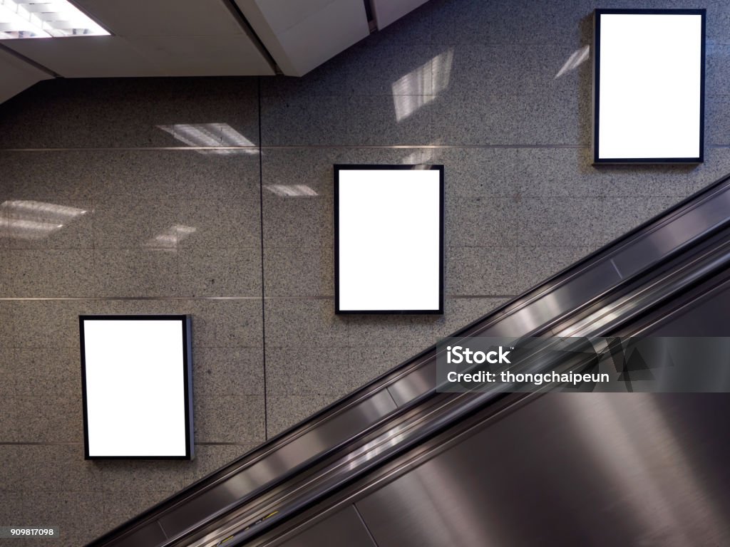 blank billboard blank billboard located in subway for advertising mockup concept. Poster Stock Photo