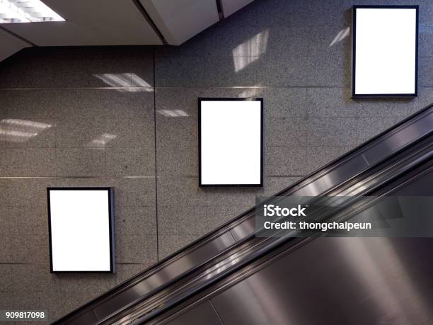 Blank Billboard Stock Photo - Download Image Now - Poster, Template, Escalator