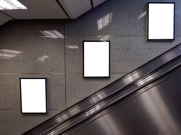 blank billboard located in subway for advertising mockup concept.