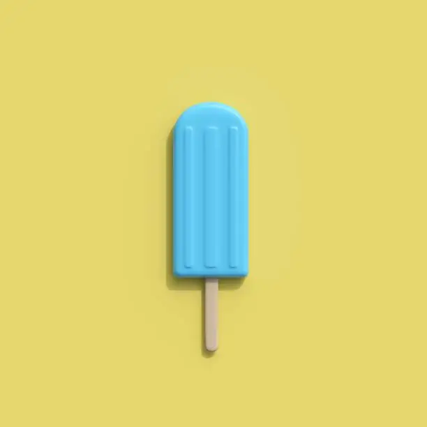 blue an ice cream on yellow color background. minimal creative idea.