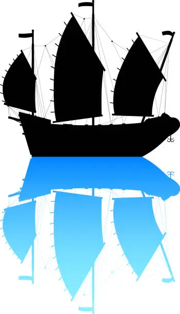 Vector illustration of Junk Ship