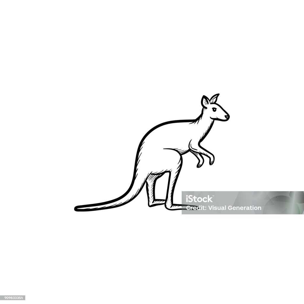 Kangaroo hand drawn sketch icon Vector hand drawn Kangaroo outline doodle icon. Kangaroo sketch illustration for print, web, mobile and infographics isolated on white background. Animal stock vector