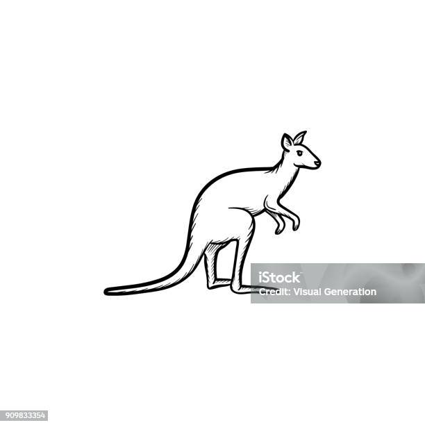 Kangaroo Hand Drawn Sketch Icon Stock Illustration - Download Image Now - Animal, Animal Pouch, Animal Wildlife