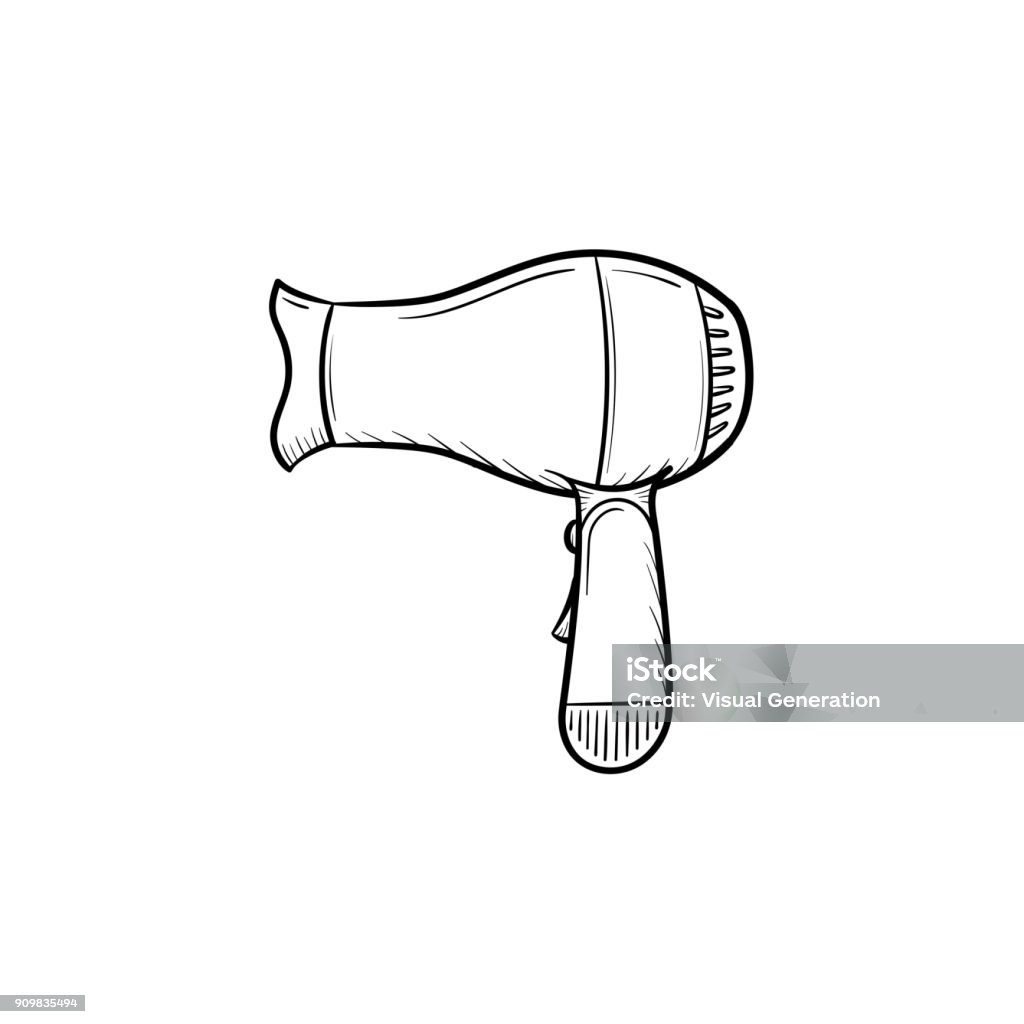 Hair dryer hand drawn sketch icon Vector hand drawn Hair dryer outline doodle icon. Hair dryer sketch illustration for print, web, mobile and infographics isolated on white background. Drawing - Art Product stock vector