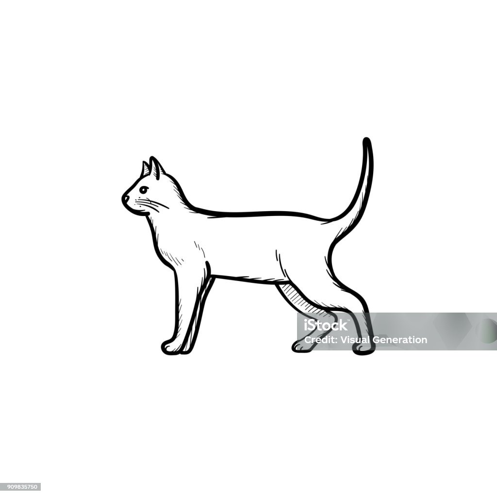 Icône de croquis dessiné main chat - clipart vectoriel de Chat domestique libre de droits