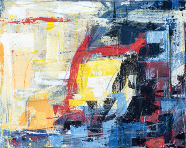 абстрактный акриловый холст картина фон - oil painting abstract fine art painting painted image стоковые фото и изображения