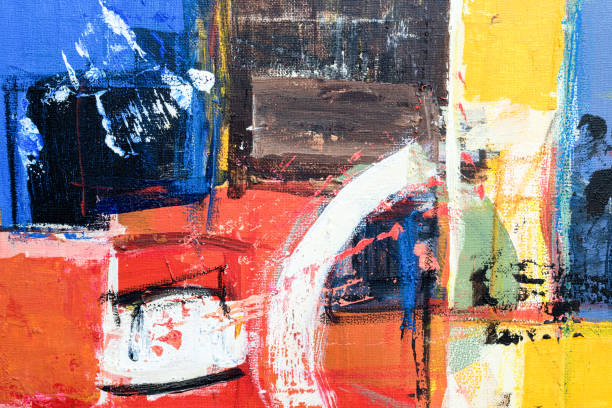 sfondo astratto di pittura su tela acrilica - abstract oil painting paintings red foto e immagini stock