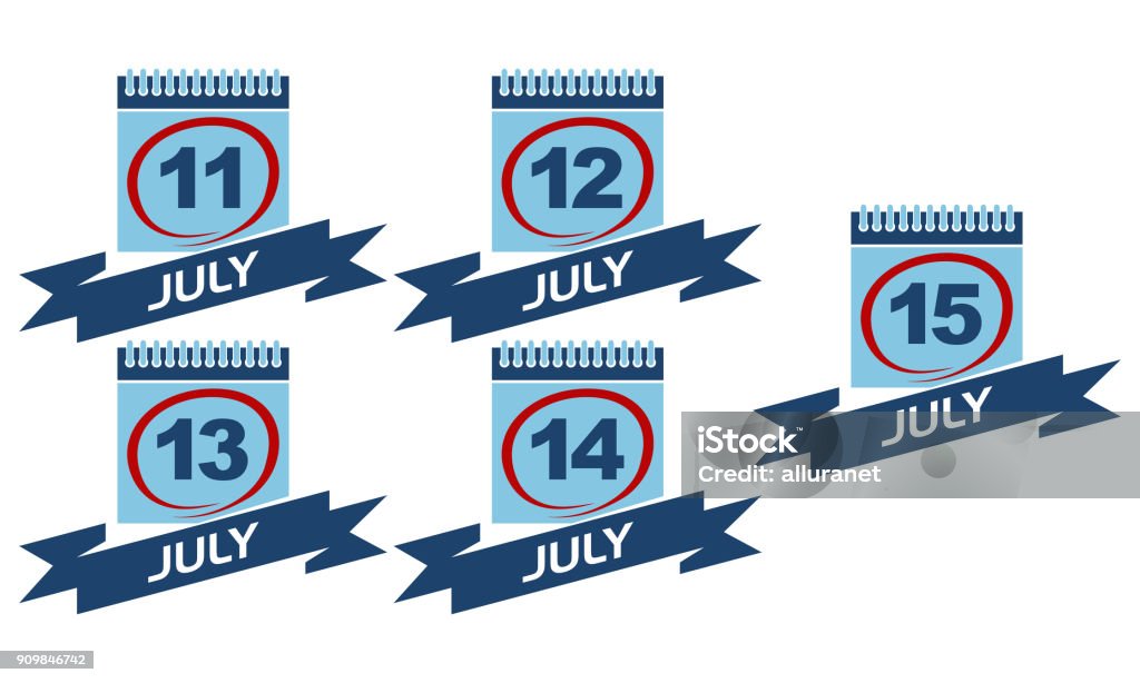 Calendar With Ribbon Calendar With Ribbon Set Stock Illustration - Download Image Now ...