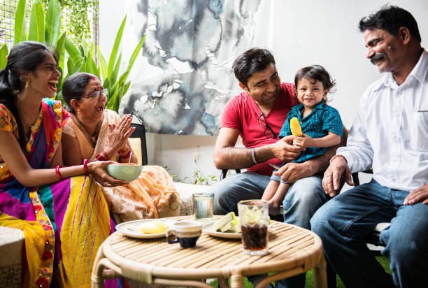 a happy indian family - indian subcontinent culture imagens e fotografias de stock