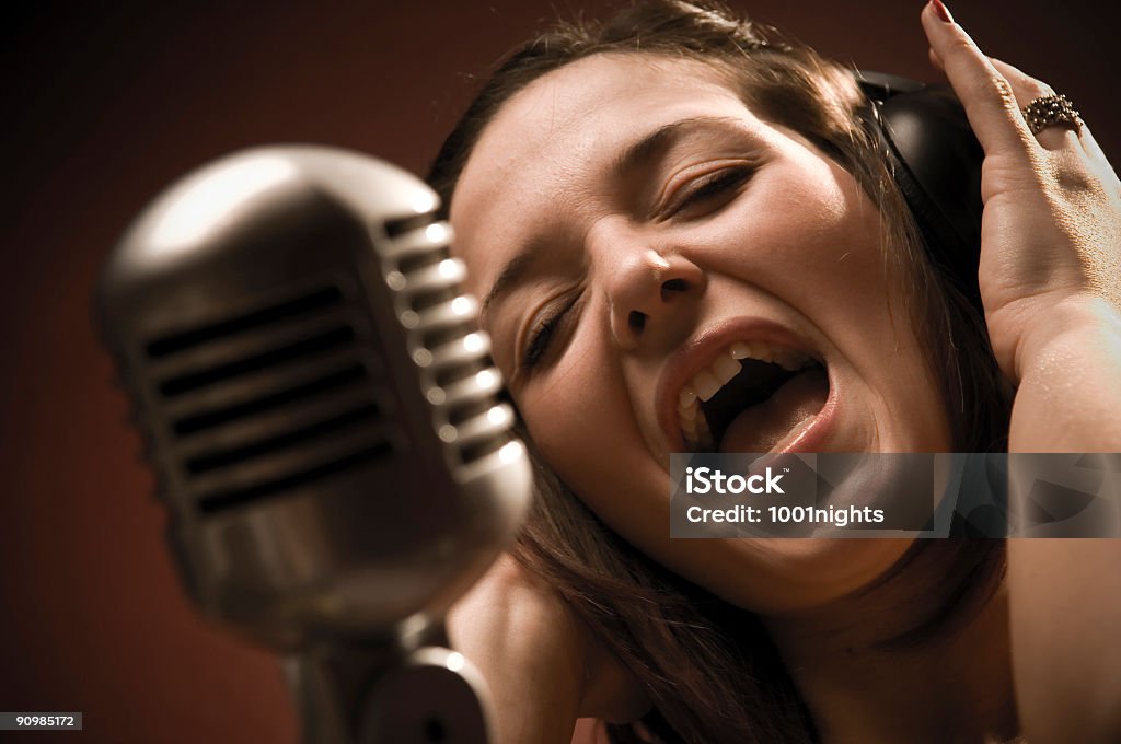 Singer  Recording Studio Stock Photo